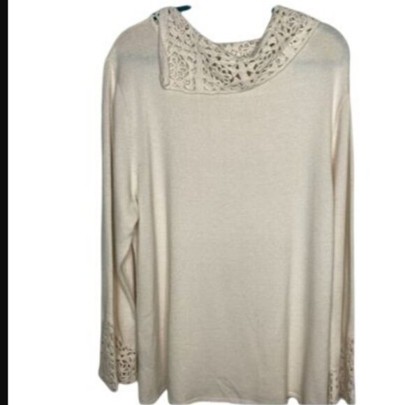 Liz Claiborne Vtg. Ivory Crochet Collar Sweater and Sleeve  Size 3X Cottage Y2K - Picture 2 of 11